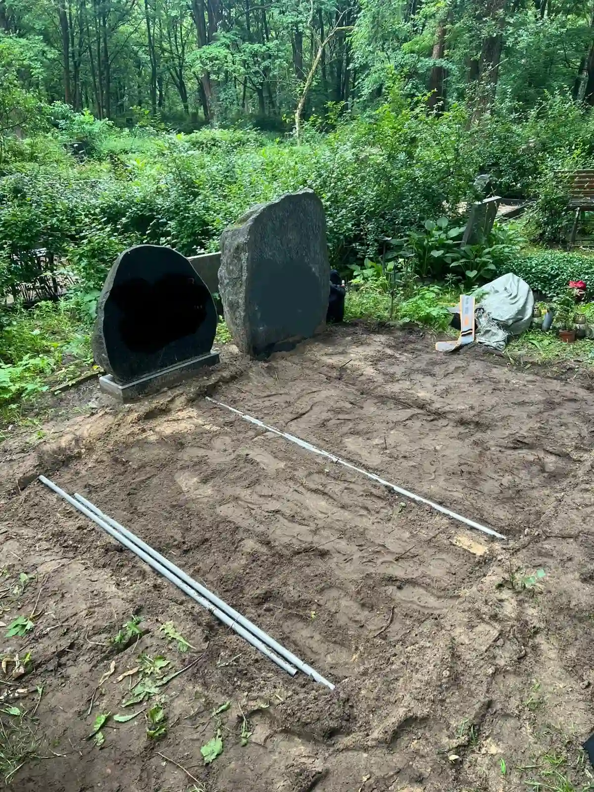 kapavietas līmeņošana pirms dzīvžoga stādīšanas