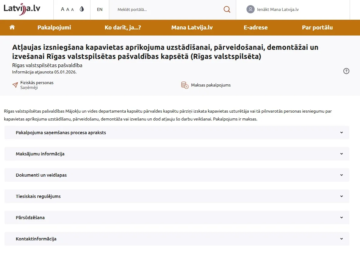 kapu labiekārtošanas atļauja Rīgas pašvaldībā